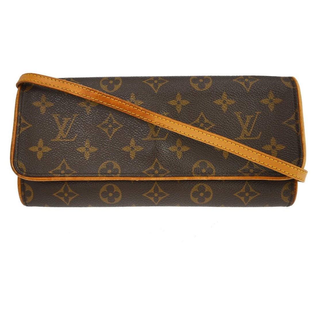 Louis Vuitton Monogram Pochette Twin GM Brown Canvas Crossbody Bag M51852: Louis Vuitton Monogram Pochette Twin GM Brown Canvas Crossbody Bag M51852 This Louis Vuitton Pochette Twin GM crossbody bag features the iconic monogram canvas leather exterior with a brown hue and si