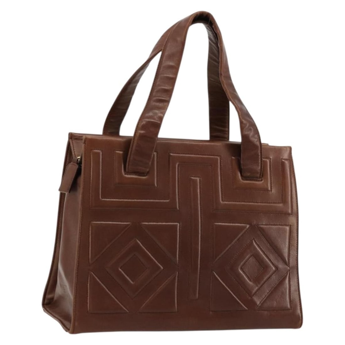 Prada brown gold leather women's handbag Italy 11.8 x 8.7 x 5.1 in: Prada brown gold leather women's handbag Italy 11.8 x 8.7 x 5.1 in This PRADA handbag is crafted from brown and gold leather, offering a sophisticated and timeless look. Designed for women, it feature