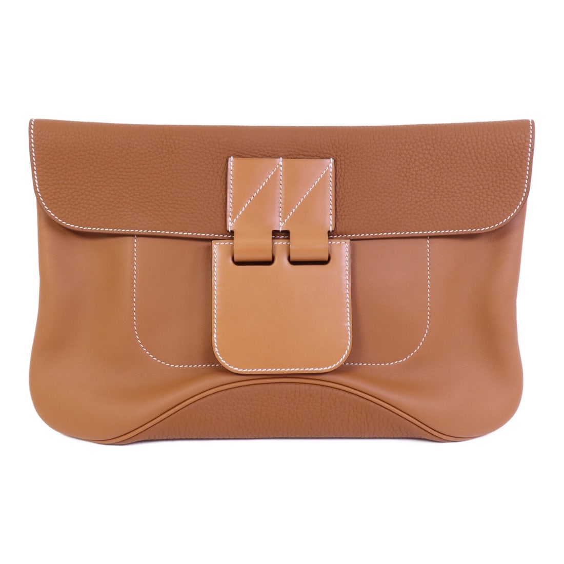 Hermes Villevoit 35 Gold Calfskin Clutch with Palladium Hardware (1 of 14)