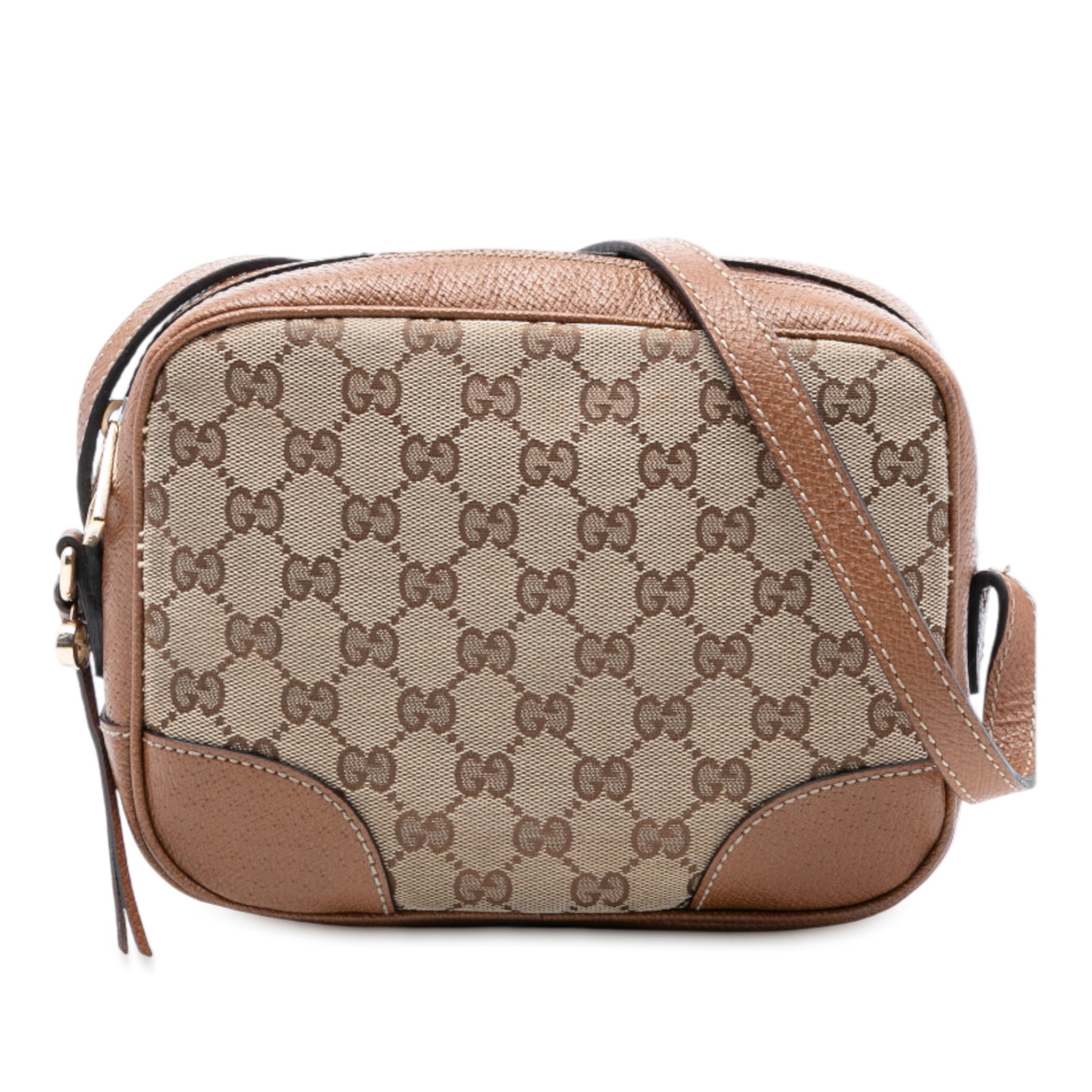 Gucci Bree Beige GG Canvas Crossbody Bag with Leather Trim: Gucci Bree Beige GG Canvas Crossbody Bag with Leather Trim This Gucci GG Canvas Bree Crossbody features a beige canvas body with leather trim, a flat leather shoulder strap, a top zip closure, and int