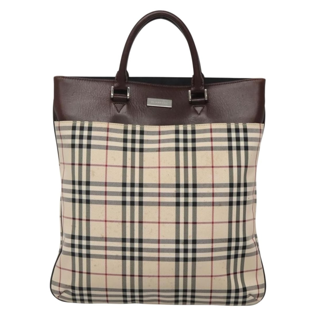 Nova Check Beige Nylon Tote Bag by Burberry: Nova Check Beige Nylon Tote Bag by Burberry This Burberry Nova Check Tote is crafted from nylon in a beige color and is designed for women. The tote features the iconic Nova Check pattern and offers a