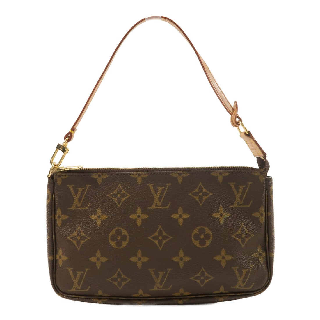 Louis Vuitton Monogram Brown Pochette Accessoires Handbag M51980: Louis Vuitton Monogram Brown Pochette Accessoires Handbag M51980 This Louis Vuitton Pochette Accessoires pouch features the iconic monogram pattern in brown PVC coated canvas. Designed with a convenie