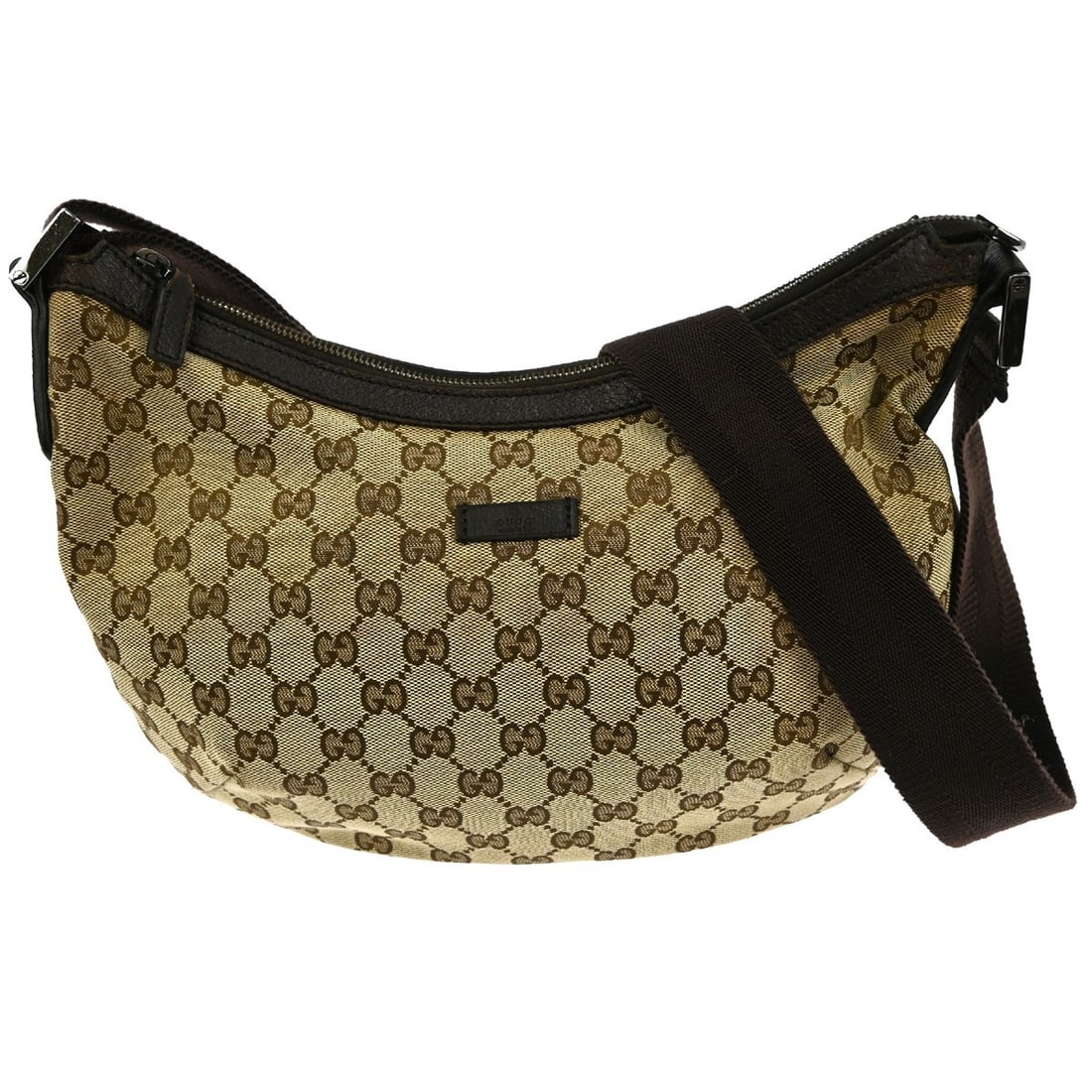 Gucci GG Canvas Medium Brown Shoulder Bag Model 181092 002404: Gucci GG Canvas Medium Brown Shoulder Bag Model 181092 002404 This Gucci shoulder bag features the iconic GG pattern in beige canvas with leather accents. The medium-sized bag has a width of 13 inches