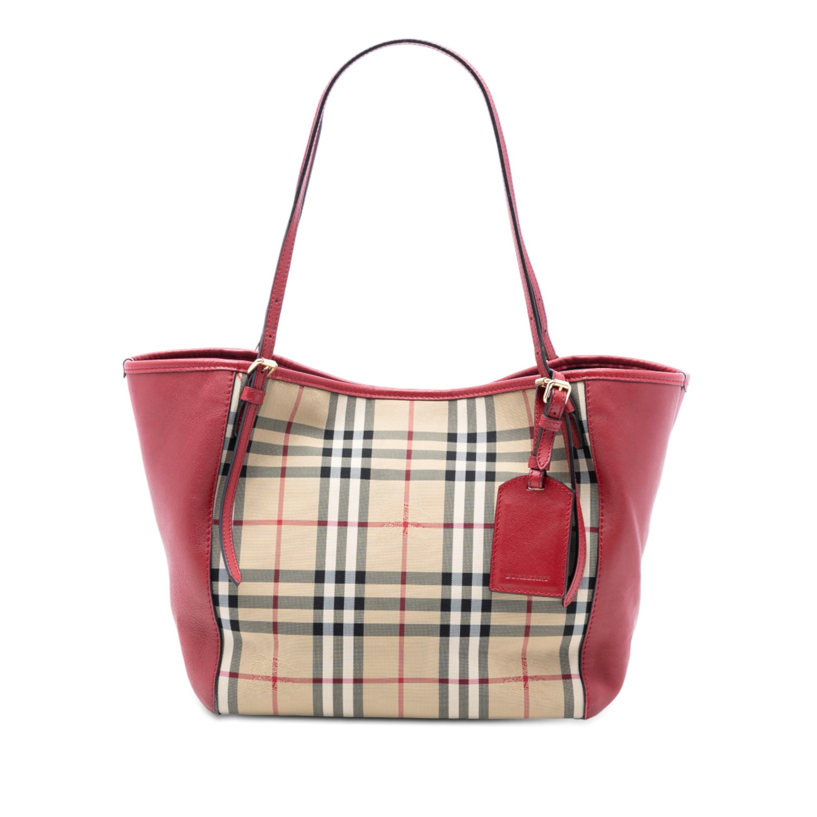 Burberry Canterbury Small Tote Beige Haymarket Check Canvas with Leather Trim: Burberry Canterbury Small Tote Beige Haymarket Check Canvas with Leather Trim This Burberry Small Haymarket Check Canterbury Tote features a canvas body with leather trim, flat leather handles, an ope