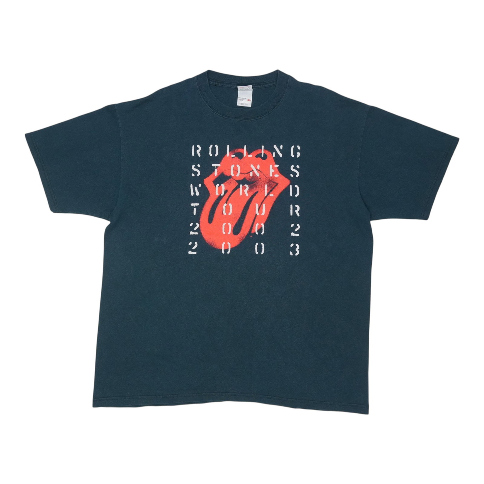 2002 Vintage Rolling Stones Black Cotton World Tour Shirt XL: 2002 Vintage Rolling Stones Black Cotton World Tour Shirt XL This is an original vintage 2002 Rolling Stones World Tour shirt featuring front and back graphics. Made from 100% cotton, the black shirt 