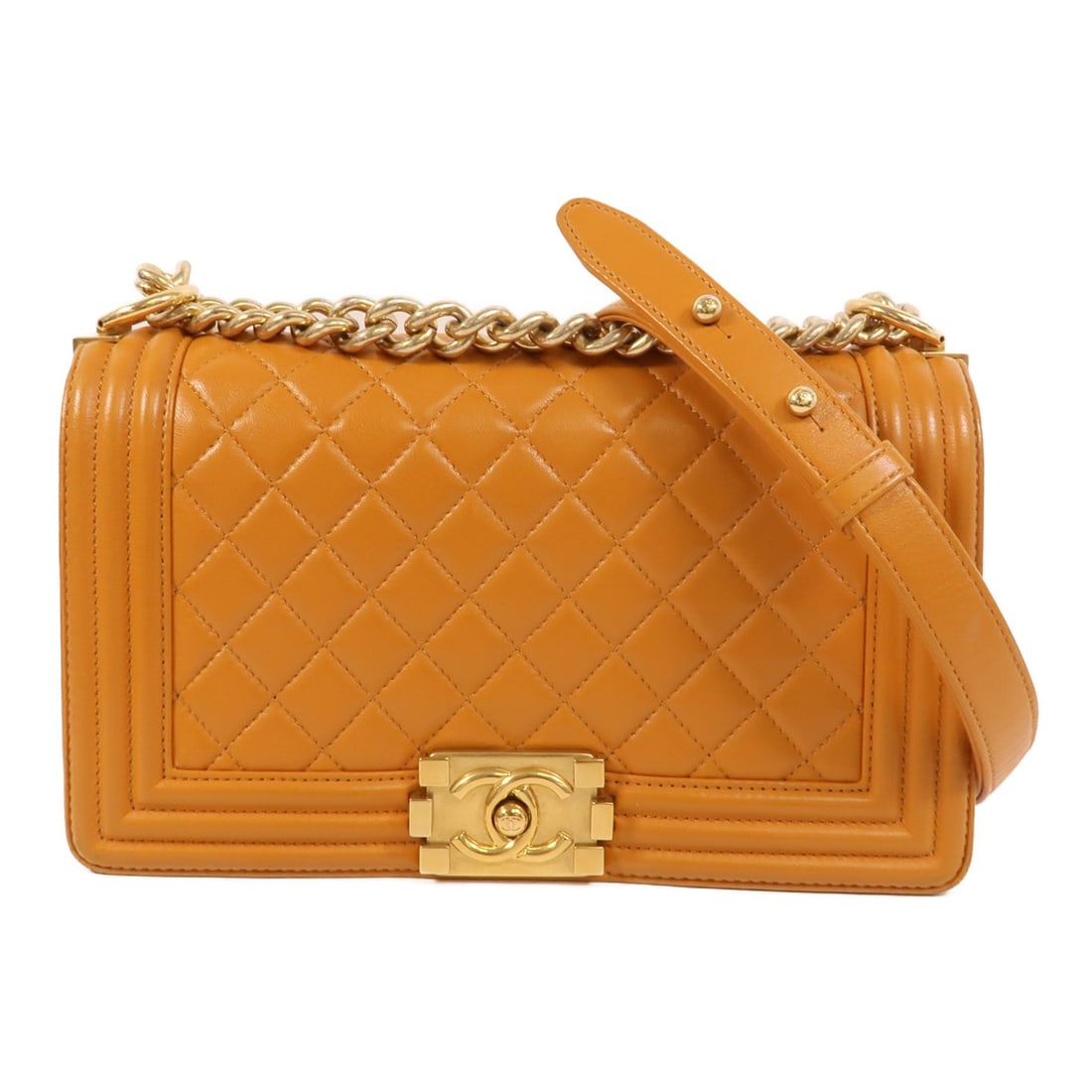 CHANEL Boy 25 Lambskin Orange Shoulder Bag GHW: CHANEL Boy 25 Lambskin Orange Shoulder Bag GHW This CHANEL Boy 25 shoulder bag is crafted from luxurious orange lambskin leather, offering a stylish and sophisticated accessory for any wardrobe. Desig