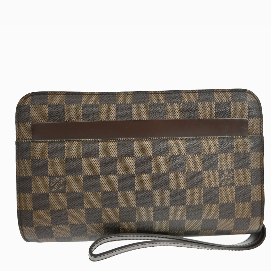 Louis Vuitton Orsay Damier Ebene Canvas Leather Clutch Bag Brown: Louis Vuitton Orsay Damier Ebene Canvas Leather Clutch Bag Brown This Louis Vuitton Damier Ebene Orsay clutch features a classic brown canvas leather exterior with the signature Damier pattern. Design