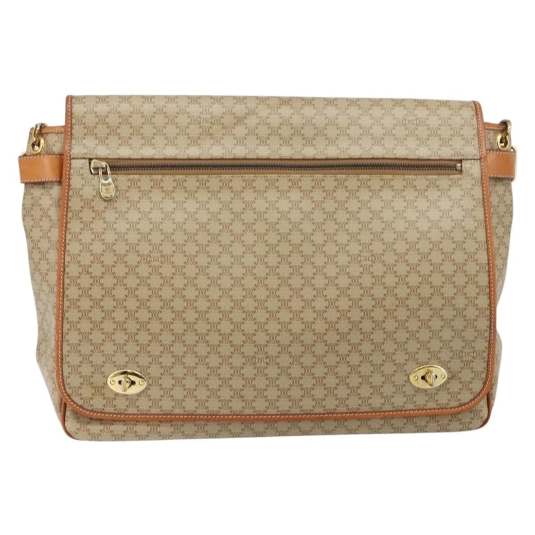 Celine Macadam Canvas and Leather Shoulder Bag Beige: Celine Macadam Canvas and Leather Shoulder Bag Beige This pre-owned Celine Macadam shoulder bag features a beige canvas body with leather details and metal fittings. Designed as a unisex accessory, it
