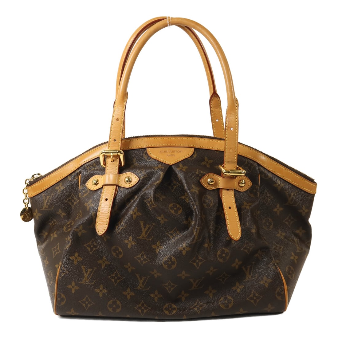 Louis Vuitton Tivoli GM Monogram Brown Shoulder Bag GHW: Louis Vuitton Tivoli GM Monogram Brown Shoulder Bag GHW This Louis Vuitton Tivoli GM shoulder bag features the iconic monogram pattern on brown PVC coated canvas, complemented by gold-tone hardware. D