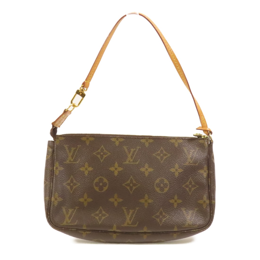 Louis Vuitton Monogram Pochette Accessoires M51980 Brown Canvas Gold Hardware: Louis Vuitton Monogram Pochette Accessoires M51980 Brown Canvas Gold Hardware This Louis Vuitton Pochette Accessoires pouch handbag features the iconic monogram pattern on brown PVC coated canvas. It 