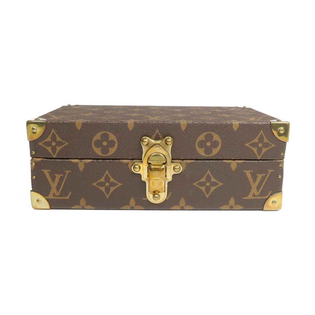 Louis Vuitton Monogram Brown Coffret Jewelry Box M41876 GHW: Louis Vuitton Monogram Brown Coffret Jewelry Box M41876 GHW This Louis Vuitton Coffret jewelry box features the iconic Monogram brown PVC coated canvas with gold-tone hardware. Designed for women, it 