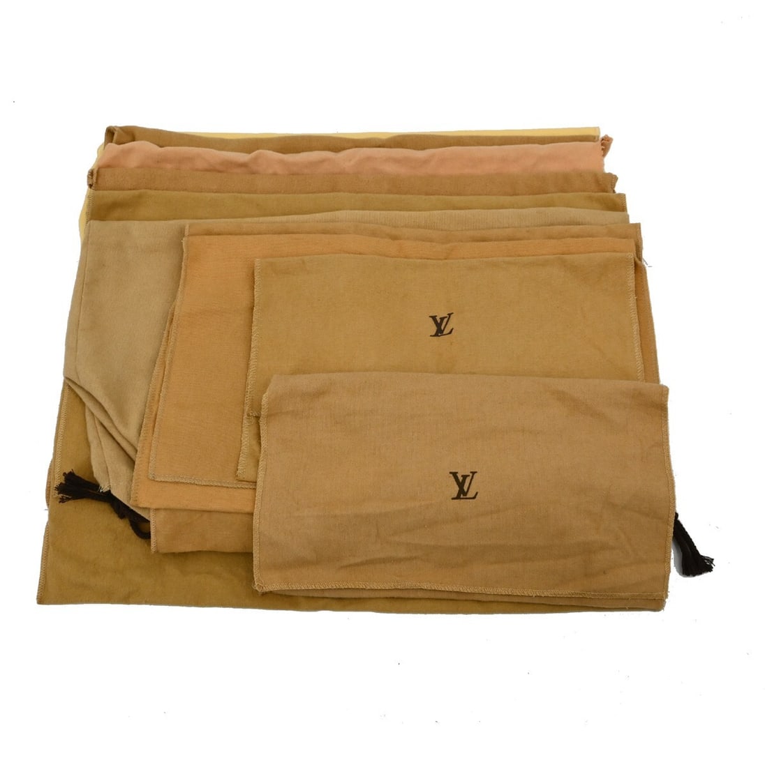 Louis Vuitton Authentic 10 Piece Cotton Dust Bag Set Brown Beige: Louis Vuitton Authentic 10 Piece Cotton Dust Bag Set Brown Beige This authentic Louis Vuitton dust bag set includes 10 individual bags crafted from 100% cotton in a stylish brown and beige color schem