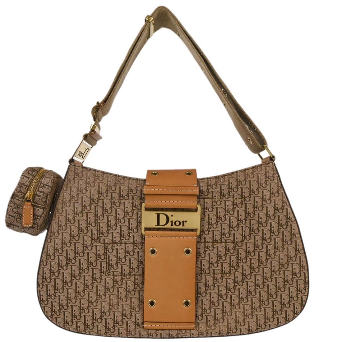 Dior Street Chic Columbus Beige Canvas Leather Shoulder Bag 11-MA-1002: Dior Street Chic Columbus Beige Canvas Leather Shoulder Bag 11-MA-1002 This Christian Dior Street Chic Columbus shoulder bag features a beige canvas and leather exterior with a medium-sized silhouette