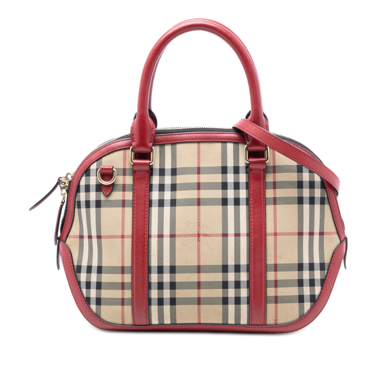 Burberry Orchard Bowling Bag Small Haymarket Check Coated Canvas and Leather (1 of 7)