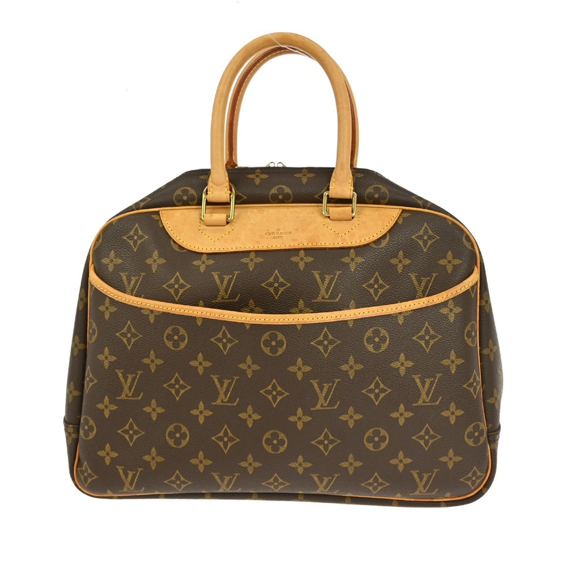Louis Vuitton Deauville Monogram Canvas Bowling Vanity Bag Brown: Louis Vuitton Deauville Monogram Canvas Bowling Vanity Bag Brown The Louis Vuitton Deauville Handbag features the iconic Monogram Canvas design in brown. This pre-owned bowling vanity handbag is craft