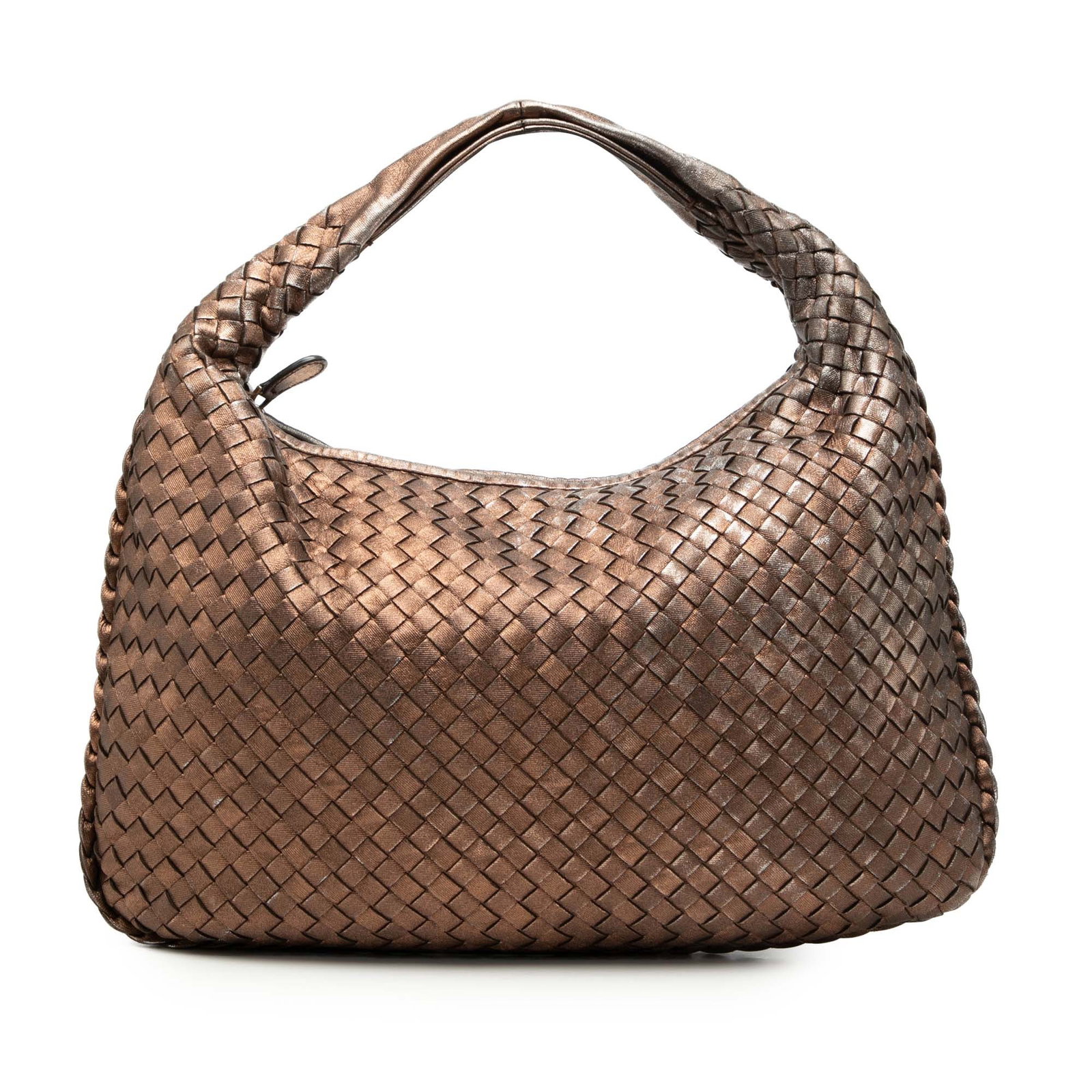 Bottega Veneta Small Woven Metallic Nappa Leather Hobo Bag: Bottega Veneta Small Woven Metallic Nappa Leather Hobo Bag This Bottega Veneta Small Metallic Nappa Intrecciato Veneta Hobo features a woven metallic nappa leather construction, a flat leather handle,