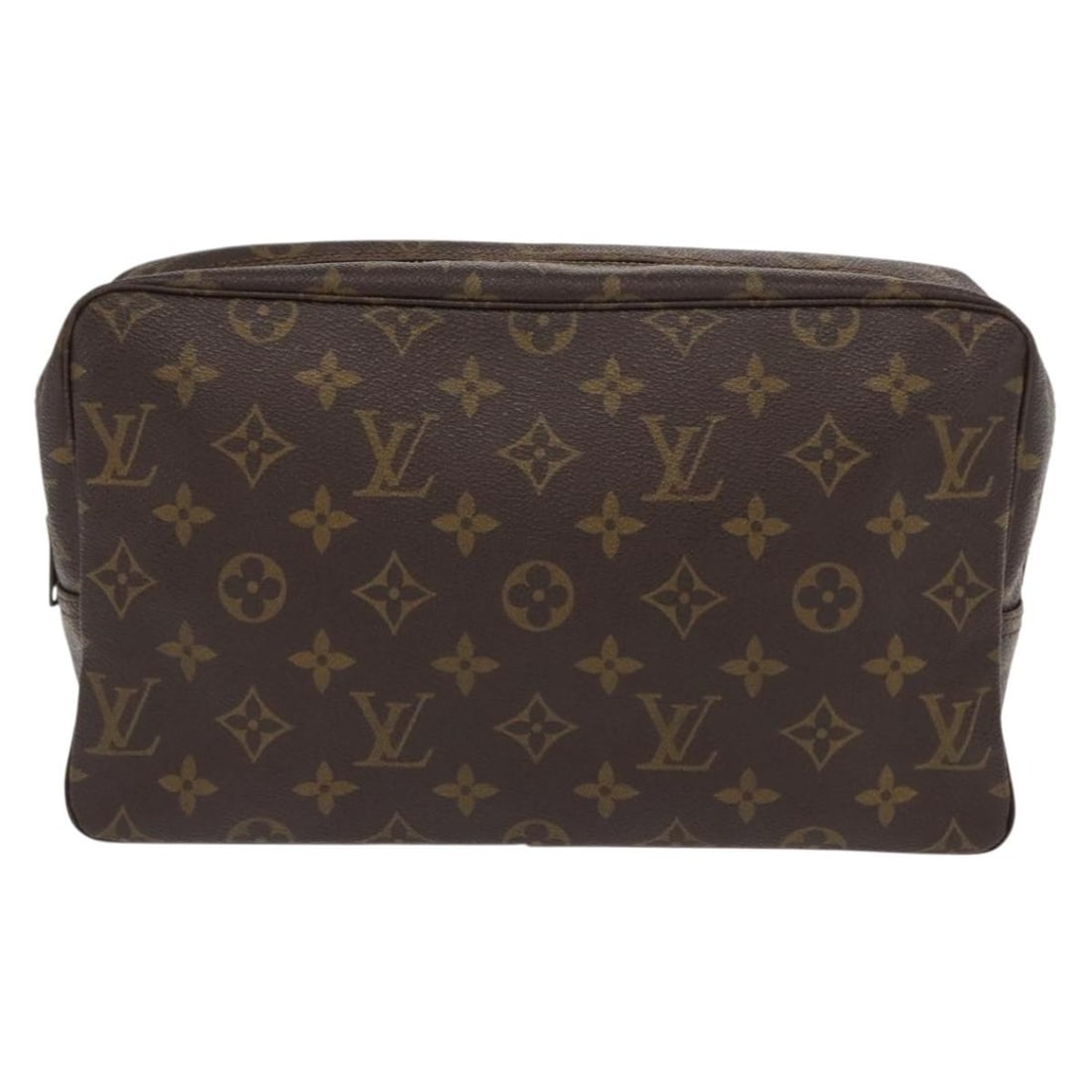 Monogram Canvas Trousse Toilette Cosmetic Pouch by Louis Vuitton: Monogram Canvas Trousse Toilette Cosmetic Pouch by Louis Vuitton This Louis Vuitton Trousse Toilette clutch bag features the iconic monogram canvas in brown. Designed for women, it is crafted from dur