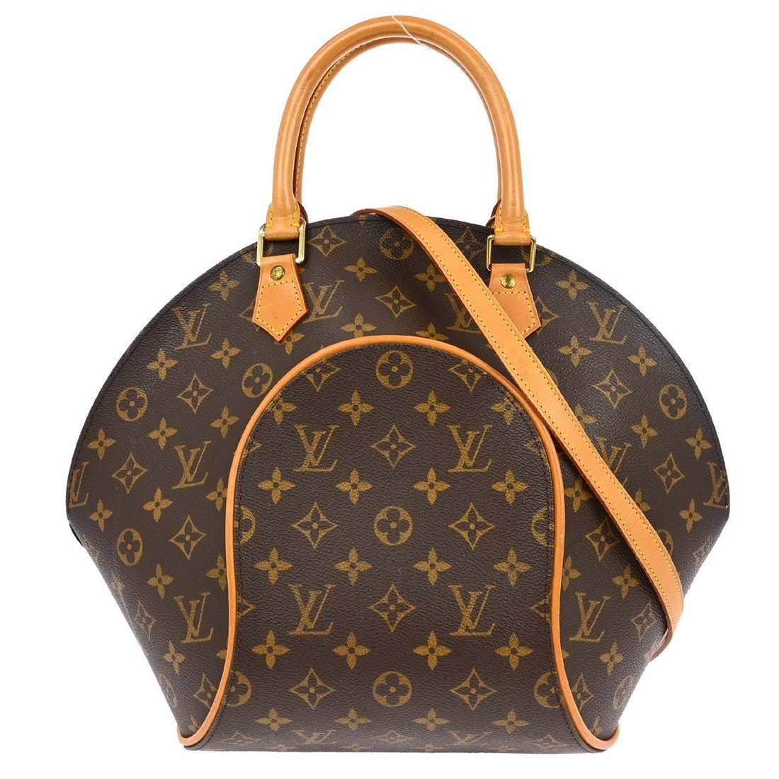 Louis Vuitton Ellipse MM Monogram Canvas Brown Large Handbag with Double Handles: Louis Vuitton Ellipse MM Monogram Canvas Brown Large Handbag with Double Handles This Louis Vuitton Ellipse MM handbag features the iconic monogram canvas leather exterior and classic brown color. Des