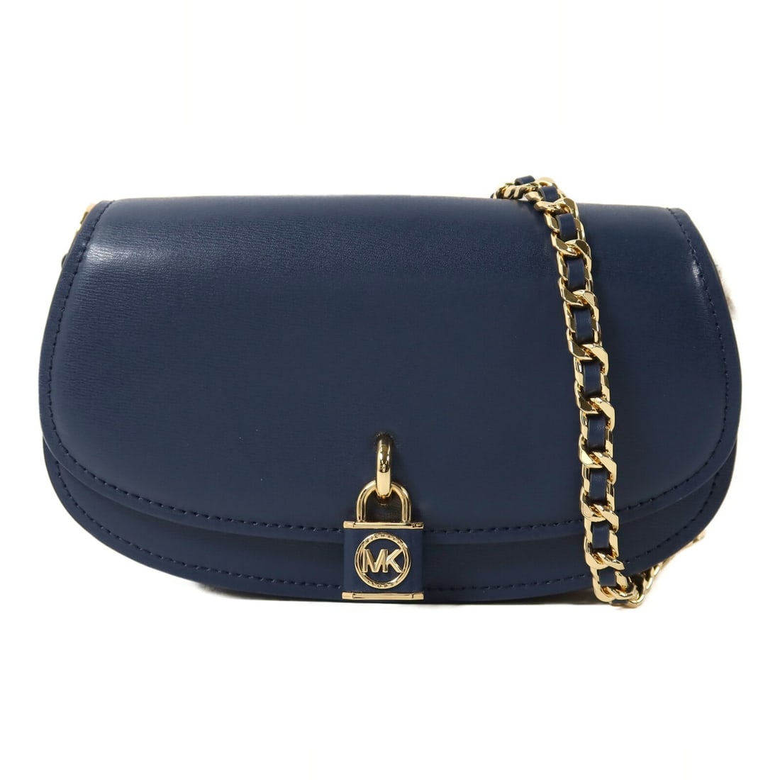 Michael Kors Navy Calfskin Chain Shoulder Bag GHW (1 of 16)