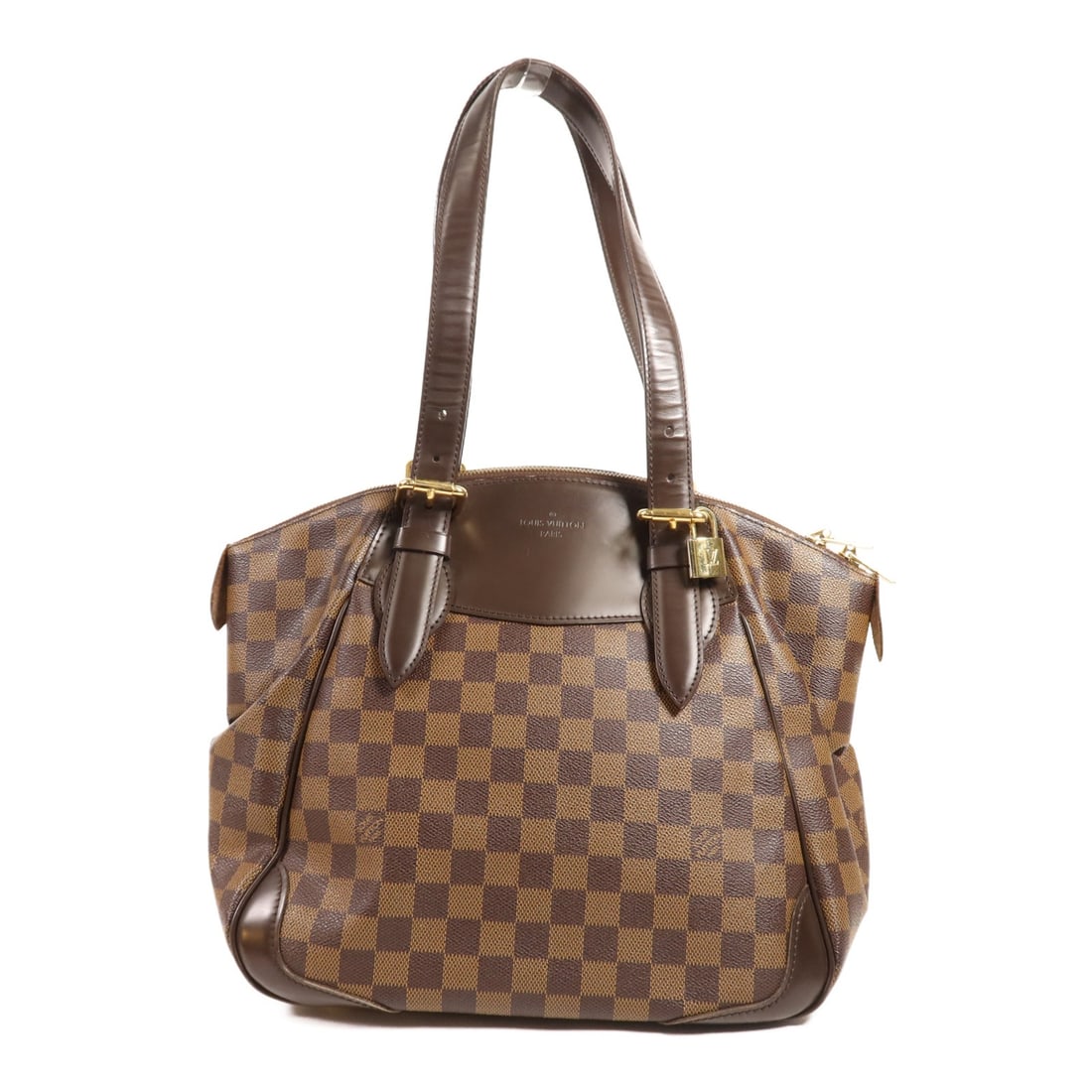 LOUIS VUITTON Verona MM GHW Damier Brown Shoulder Bag N41118: LOUIS VUITTON Verona MM GHW Damier Brown Shoulder Bag N41118 Introducing the Louis Vuitton Verona MM Shoulder Bag, a sophisticated accessory that combines style and functionality. Crafted from durable