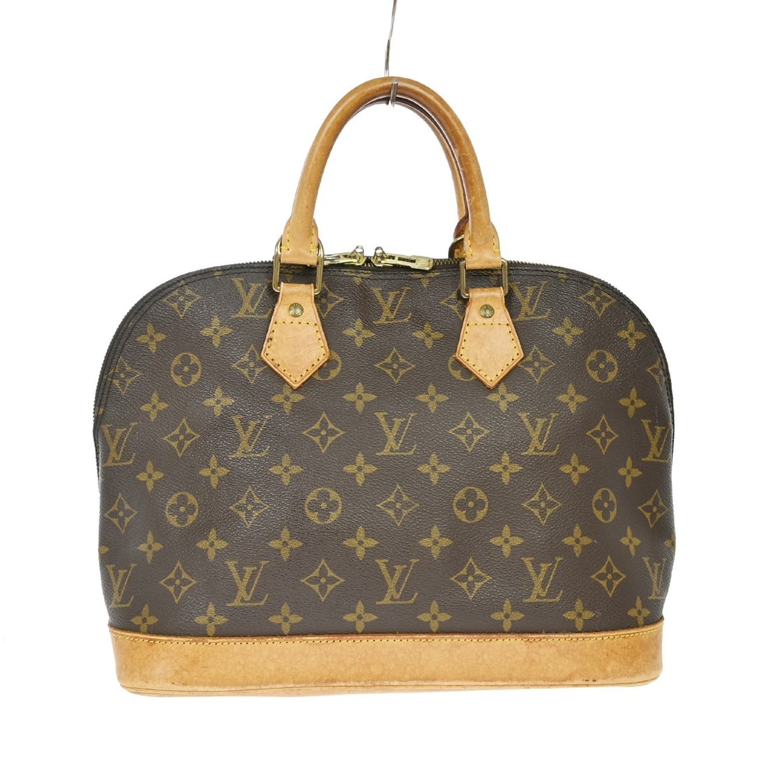Louis Vuitton Alma Medium Monogram Canvas Brown Handbag M51130: Louis Vuitton Alma Medium Monogram Canvas Brown Handbag M51130 This Louis Vuitton Alma handbag features the iconic monogram canvas exterior with beige double handles and a zip closure. The medium-size