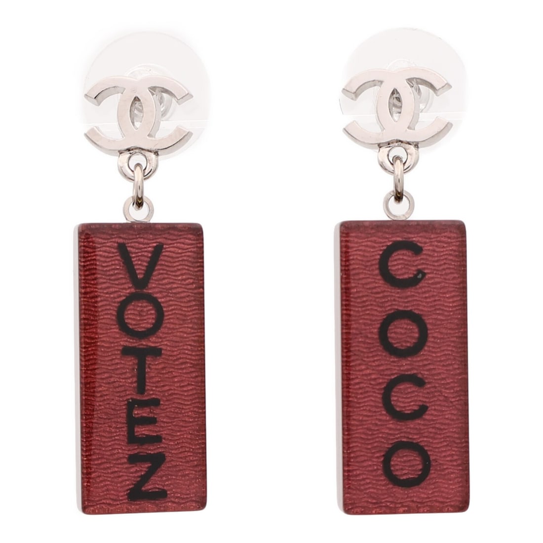 Chanel Brown and Black CC Logo Pierced Earrings: Chanel Brown and Black CC Logo Pierced Earrings These CHANEL CC pierced earrings feature a stylish brown and black color combination with metal construction. Designed without a main stone, they offer 