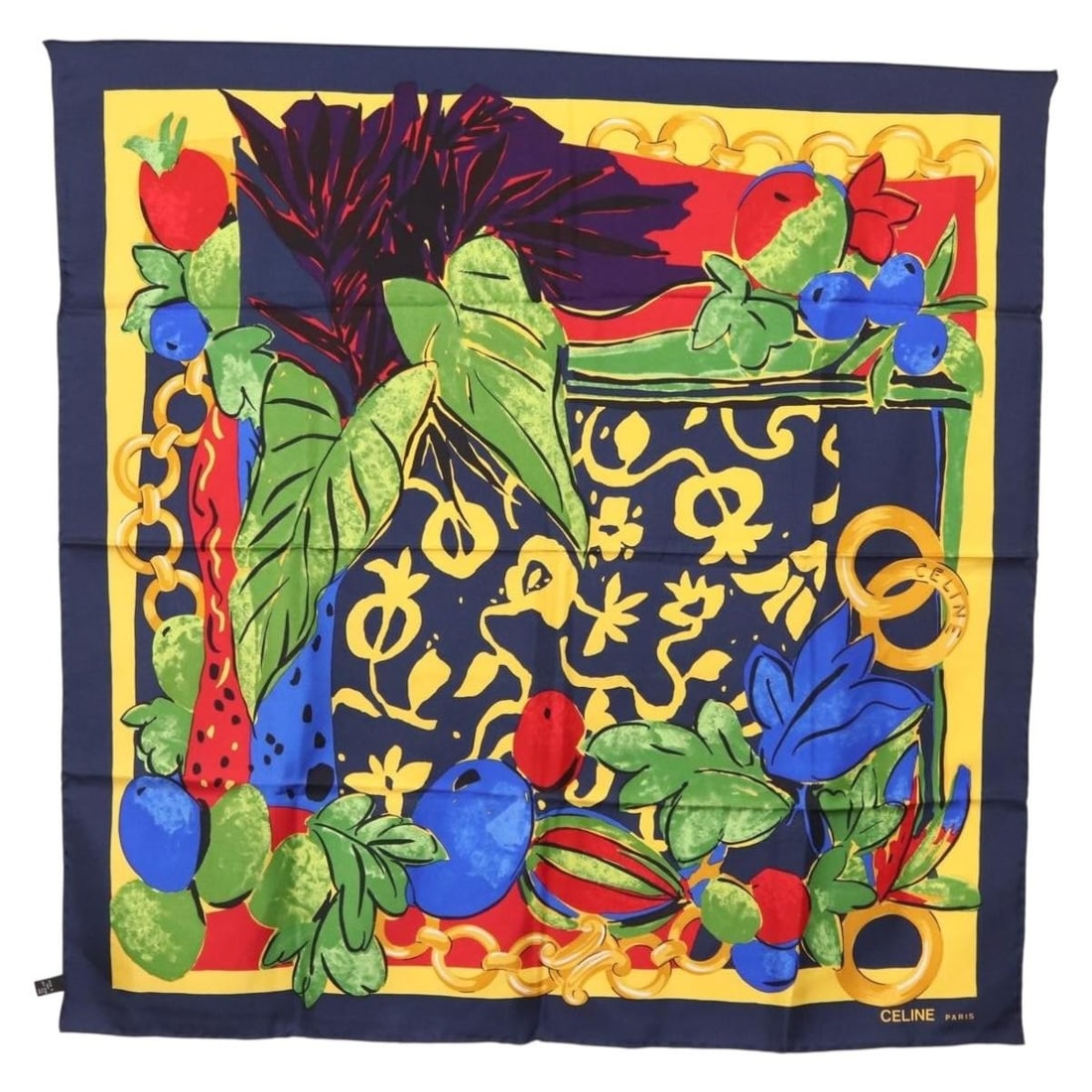 Navy Silk Scarf from CELINE 33.9 Inch Square Made in Italy (1 of 18)