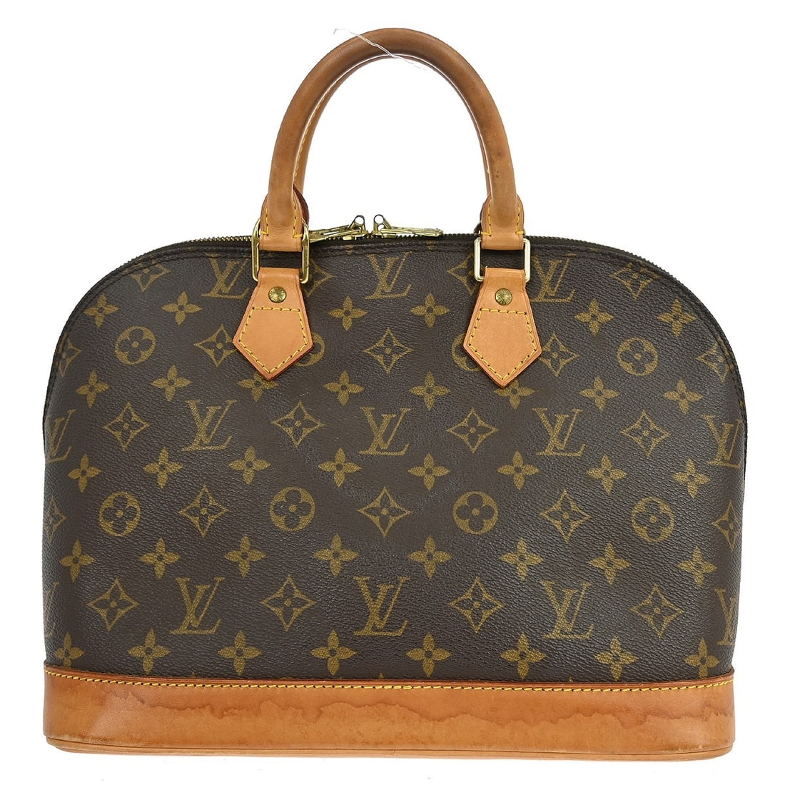 Louis Vuitton Alma Monogram Canvas Medium Brown Handbag M51130: Louis Vuitton Alma Monogram Canvas Medium Brown Handbag M51130 This Louis Vuitton Alma handbag features the iconic Monogram canvas exterior and a classic double handle design. The bag has a zip closur