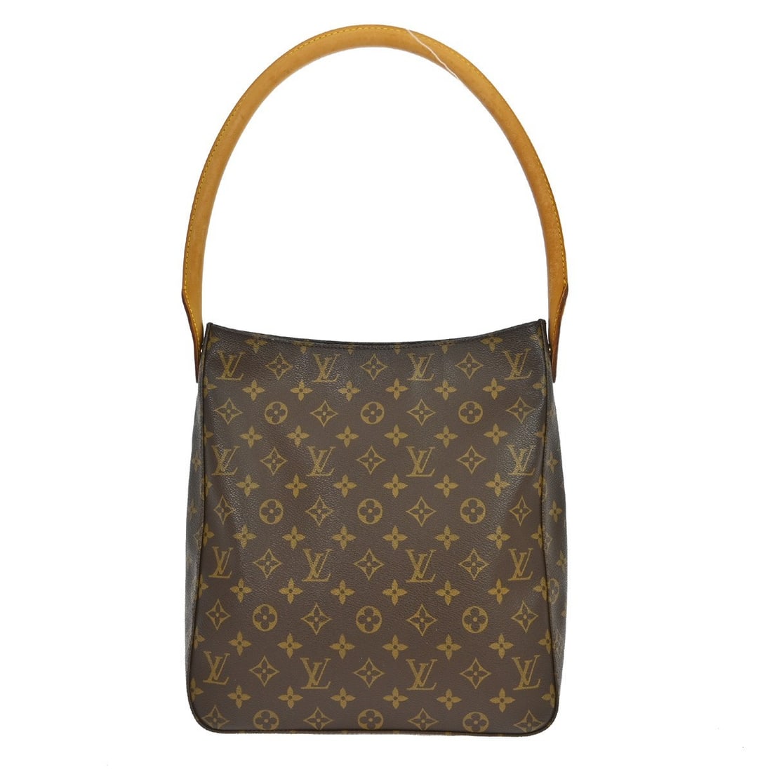 Louis Vuitton Looping GM Monogram Shoulder Bag Brown Leather M51145: Louis Vuitton Looping GM Monogram Shoulder Bag Brown Leather M51145 This Louis Vuitton Looping GM shoulder bag features the classic Monogram canvas with brown exterior and beige leather handle and str