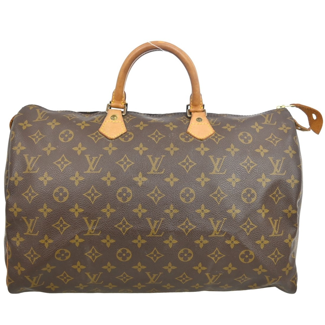 Louis Vuitton Speedy 40 Monogram Canvas Large Brown Duffle Bag: Louis Vuitton Speedy 40 Monogram Canvas Large Brown Duffle Bag This Louis Vuitton Speedy 40 duffle handbag features the iconic Monogram canvas leather exterior in brown with double handles and a zip c