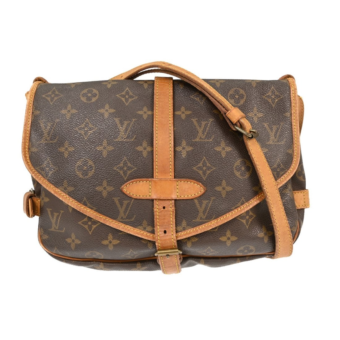 Monogram Canvas Saumur Shoulder Bag by Louis Vuitton: Monogram Canvas Saumur Shoulder Bag by Louis Vuitton The Louis Vuitton Saumur Handbag features the iconic Monogram Canvas in a brown colorway. Designed for unisex use, this bag offers both style and p