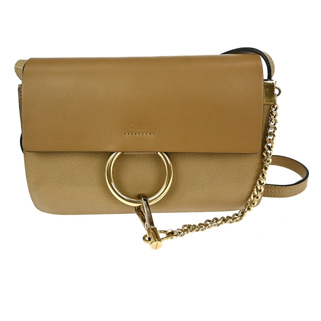 Chloe Faye Medium Beige Leather Shoulder Bag with Gold Hardware: Chloe Faye Medium Beige Leather Shoulder Bag with Gold Hardware Introducing the Chloe Faye Shoulder Bag, a chic accessory perfect for casual occasions. This medium-sized bag features a luxurious beige
