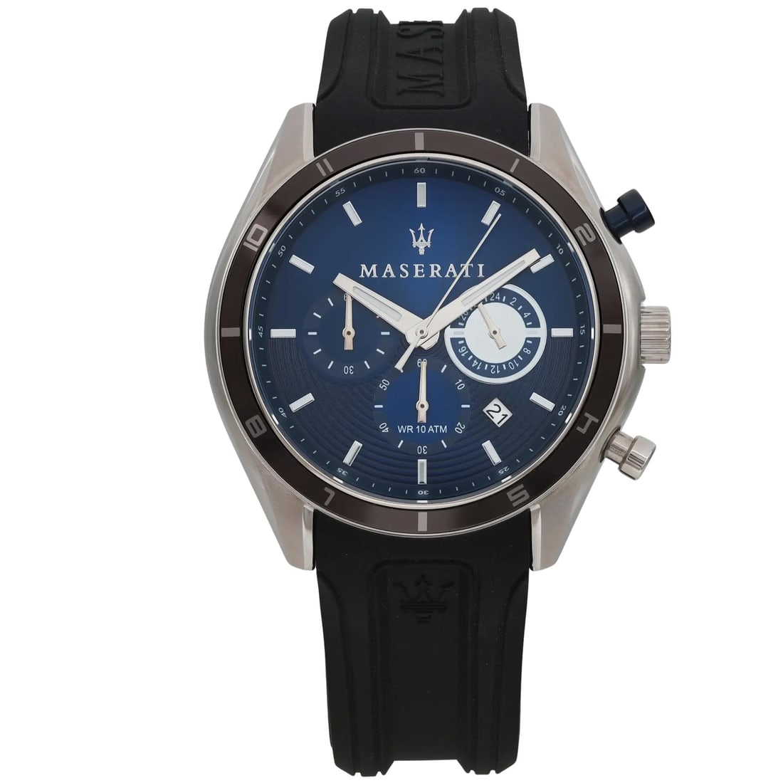 Maserati Sorpasso 45mm Blue Dial Steel Chronograph Men's Watch R8871624003: Maserati Sorpasso 45mm Blue Dial Steel Chronograph Men's Watch R8871624003 Experience the elegance of the Maserati Sorpasso 45mm Steel Chronograph Men's Watch. This stylish wristwatch features a strik