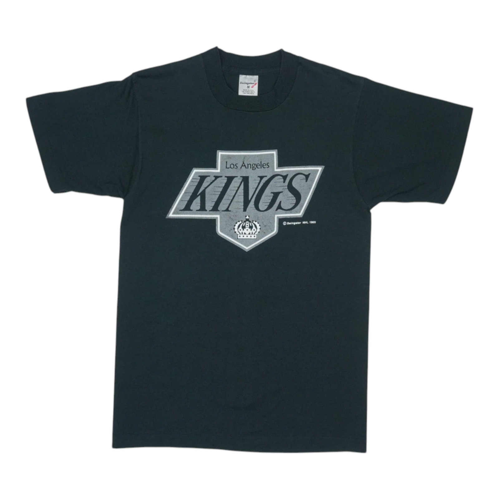 Vintage 1989 Los Angeles Kings Black Poly Cotton Medium T Shirt (1 of 5)