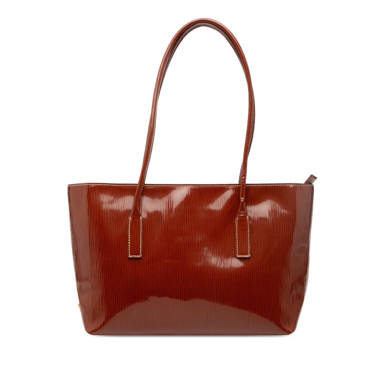 Prada Grana Paglia Patent Leather Tote with Zip Top Closure: Prada Grana Paglia Patent Leather Tote with Zip Top Closure This Prada Textured Patent St Grana Paglia Tote features a patent leather body with flat leather straps, a top zip closure, and an interior 