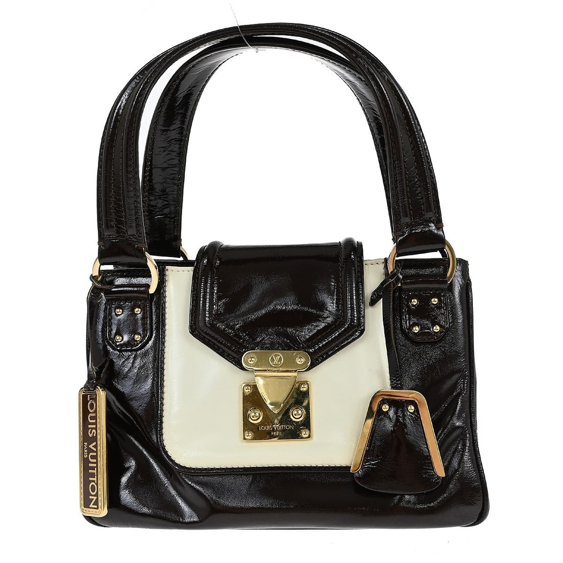 Louis Vuitton Cruise Line Sac Bicolore Mini Leather Handbag Brown: Louis Vuitton Cruise Line Sac Bicolore Mini Leather Handbag Brown This Louis Vuitton Cruise Line Sac Bicolore mini handbag features a brown leather enamel exterior with double handles and inner pocket