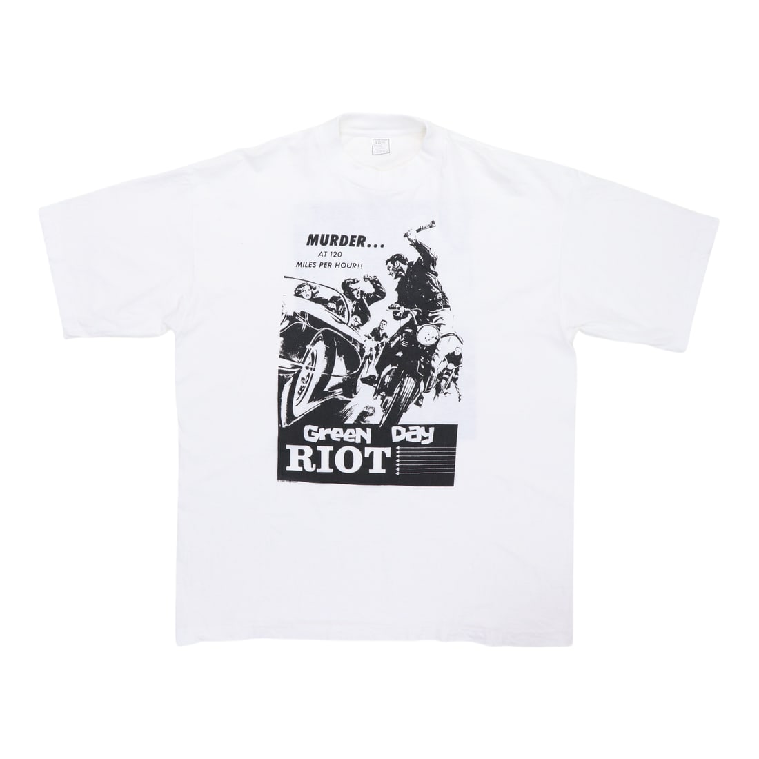 Vintage 1995 Green Day Riot European Tour White Cotton T-Shirt XL (1 of 6)