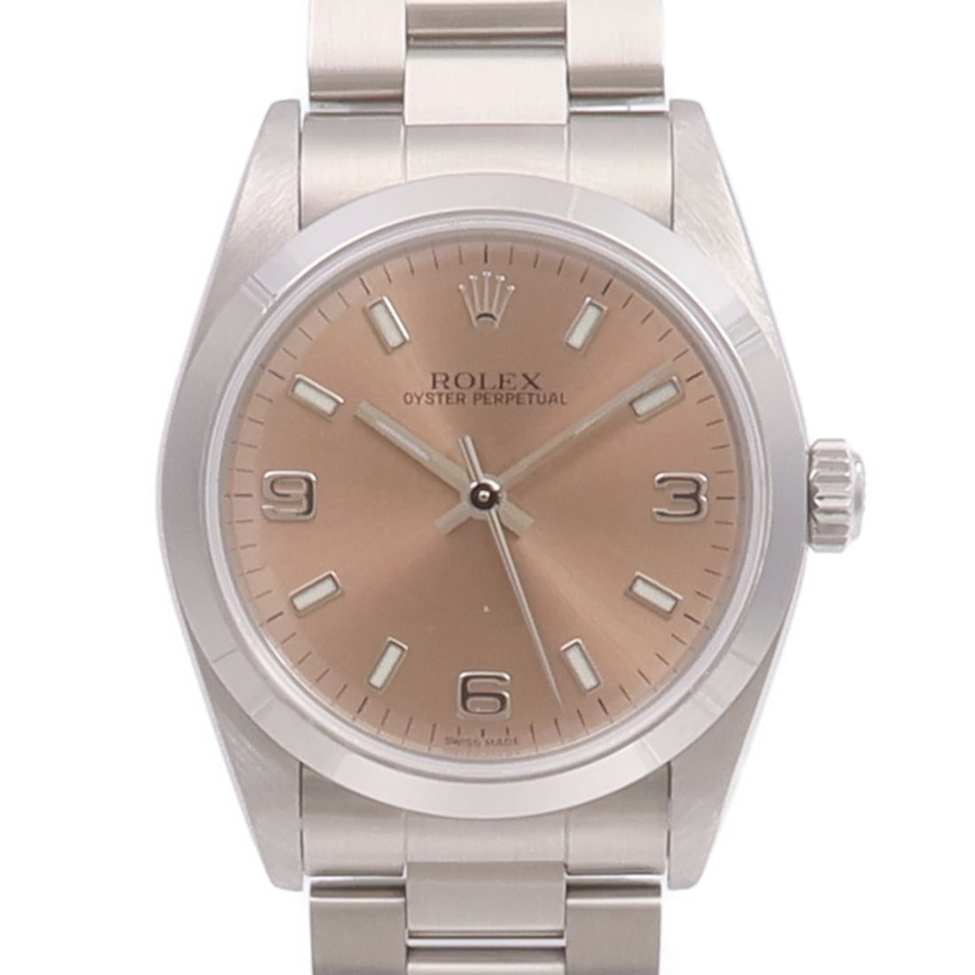Rolex Oyster Perpetual 77080 Pink Dial Stainless Steel Automatic Wristwatch: Rolex Oyster Perpetual 77080 Pink Dial Stainless Steel Automatic Wristwatch This ROLEX Oyster Perpetual 77080 is a stainless steel automatic wristwatch designed for boys. Featuring a pink dial and fra