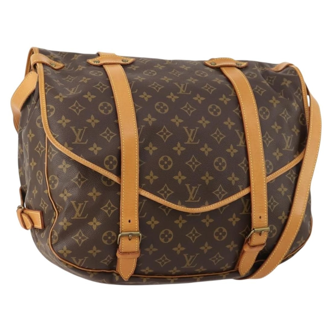 Louis Vuitton Monogram Canvas Saumur 43 Shoulder Bag M42252: Louis Vuitton Monogram Canvas Saumur 43 Shoulder Bag M42252 This Louis Vuitton Monogram Saumur 43 is a classic shoulder bag crafted from monogram canvas with leather accents. Designed for women, it fe
