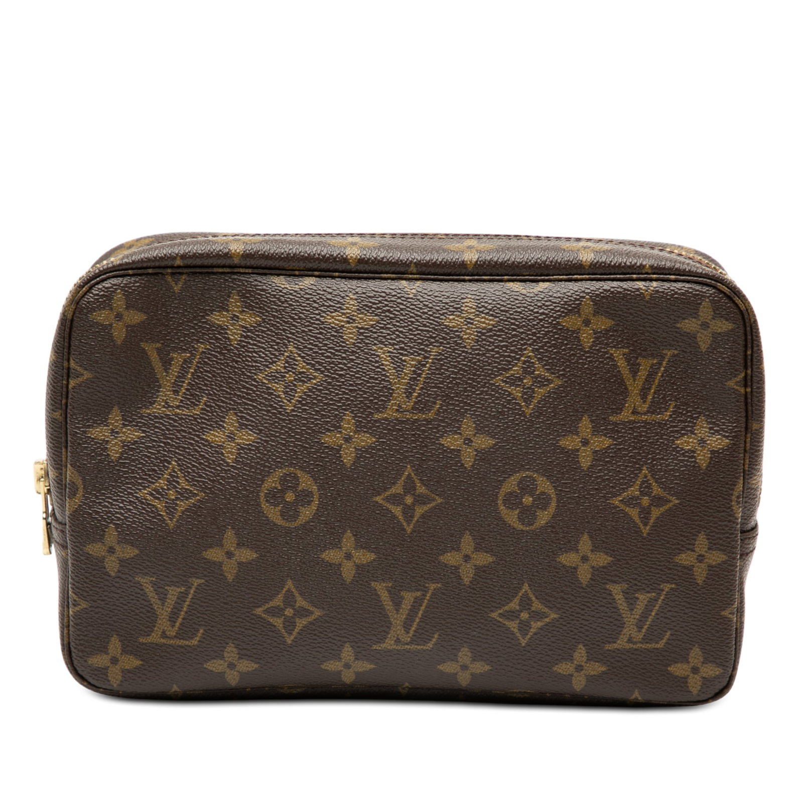 Monogram Canvas Toiletry Pouch 23 by Louis Vuitton: Monogram Canvas Toiletry Pouch 23 by Louis Vuitton The Louis Vuitton Monogram Trousse Toilette 23 features a monogram canvas body with a top zip closure and an interior slip pocket. The exterior corne