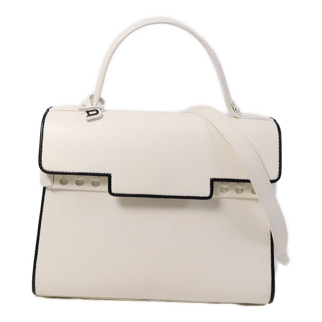 Delvaux Empete MM White Calfskin 2 Way Shoulder Bag: Delvaux Empete MM White Calfskin 2 Way Shoulder Bag This Delvaux Empete MM 2-way shoulder bag features a versatile design crafted from high-quality white calfskin leather. The bag offers both style an