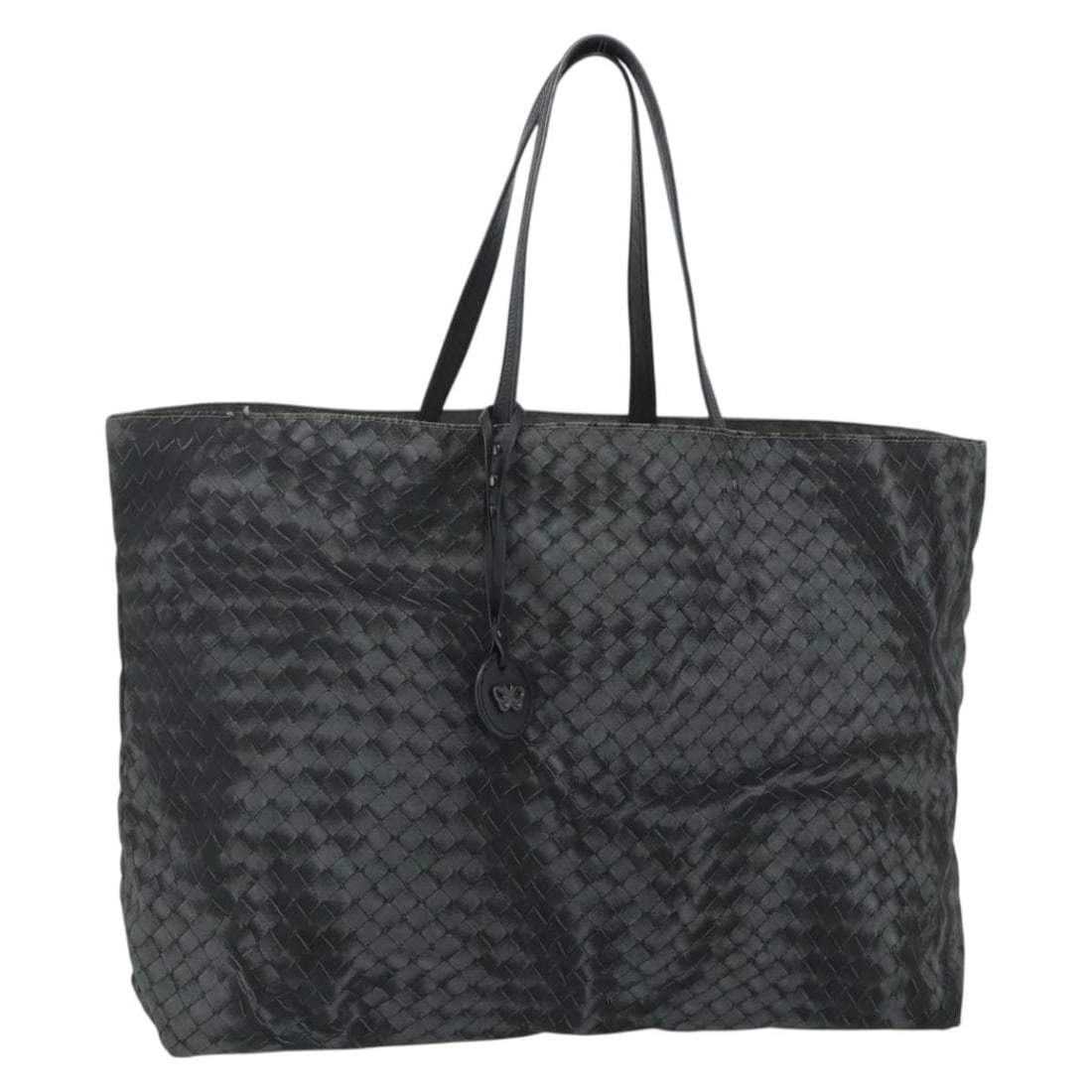 Bottega Veneta Gray Nylon Intrecciato Tote Bag Italy: Bottega Veneta Gray Nylon Intrecciato Tote Bag Italy This Bottega Veneta Intrecciato print tote bag is crafted from gray nylon and features a spacious, functional design. Made in Italy, it has a comfo