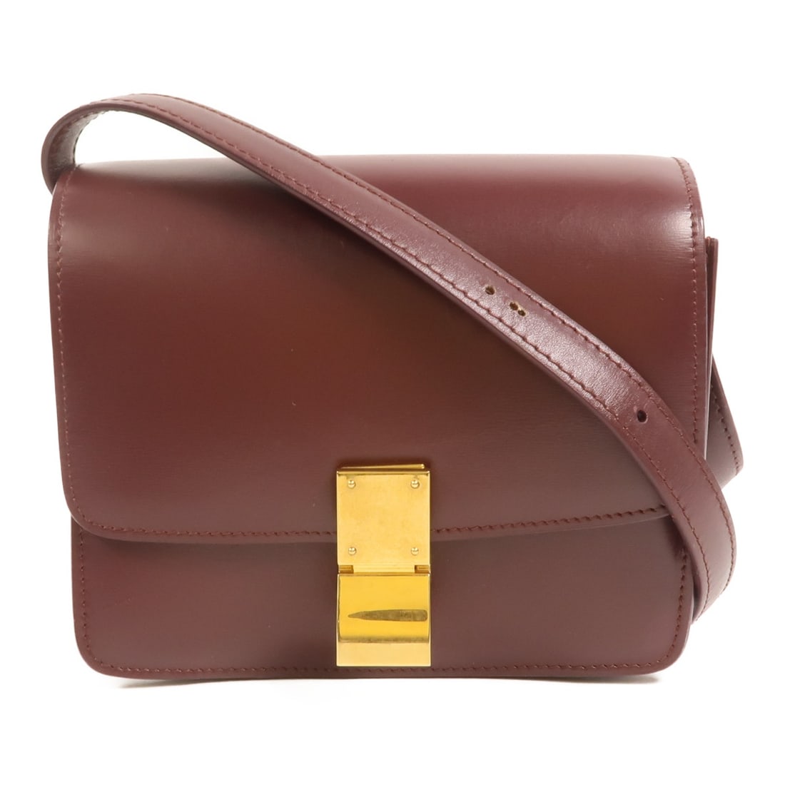 CELINE Mini Classic Box Calfskin Shoulder Bag Wine Red GHW (1 of 16)