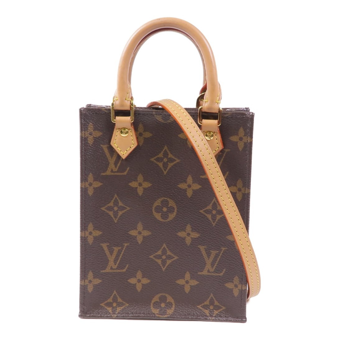 LOUIS VUITTON Petit Sac Plat 2 Way Shoulder Bag M81295 Monogram Brown: LOUIS VUITTON Petit Sac Plat 2 Way Shoulder Bag M81295 Monogram Brown This Louis Vuitton Petit Sac Plat is a stylish and versatile 2-way shoulder bag crafted from durable PVC coated canvas in a classi