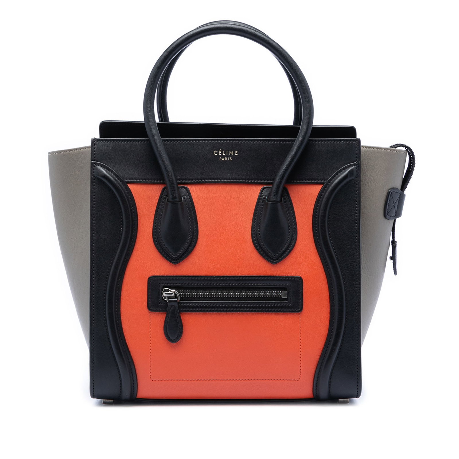 Celine Micro Luggage Tote Orange Tricolor Leather Handbag (1 of 7)
