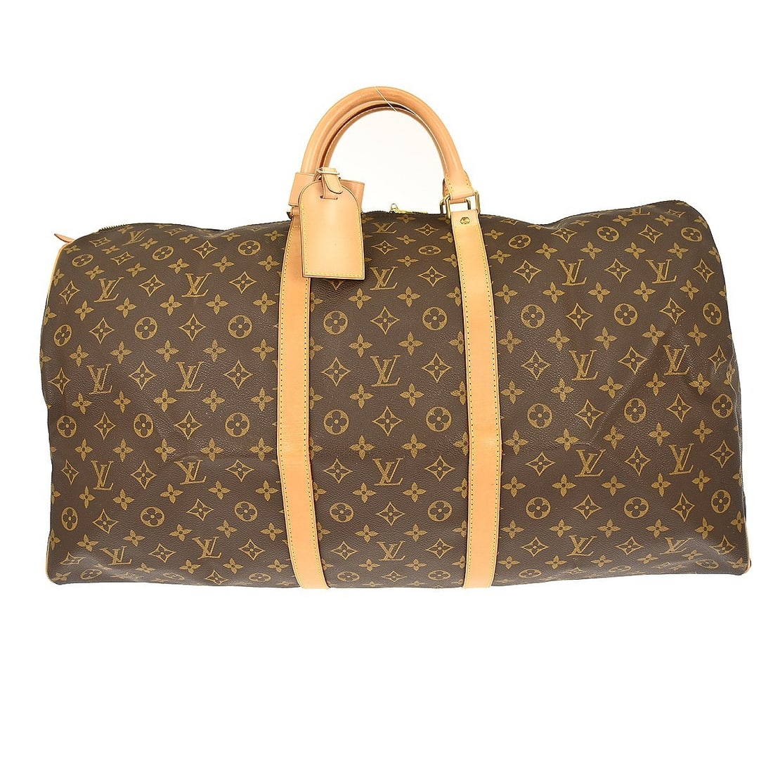 Louis Vuitton Keepall 60 Monogram Canvas Travel Duffel Bag M41422: Louis Vuitton Keepall 60 Monogram Canvas Travel Duffel Bag M41422 This Louis Vuitton Keepall 60 travel handbag features the iconic Monogram canvas leather exterior with beige leather double handles an