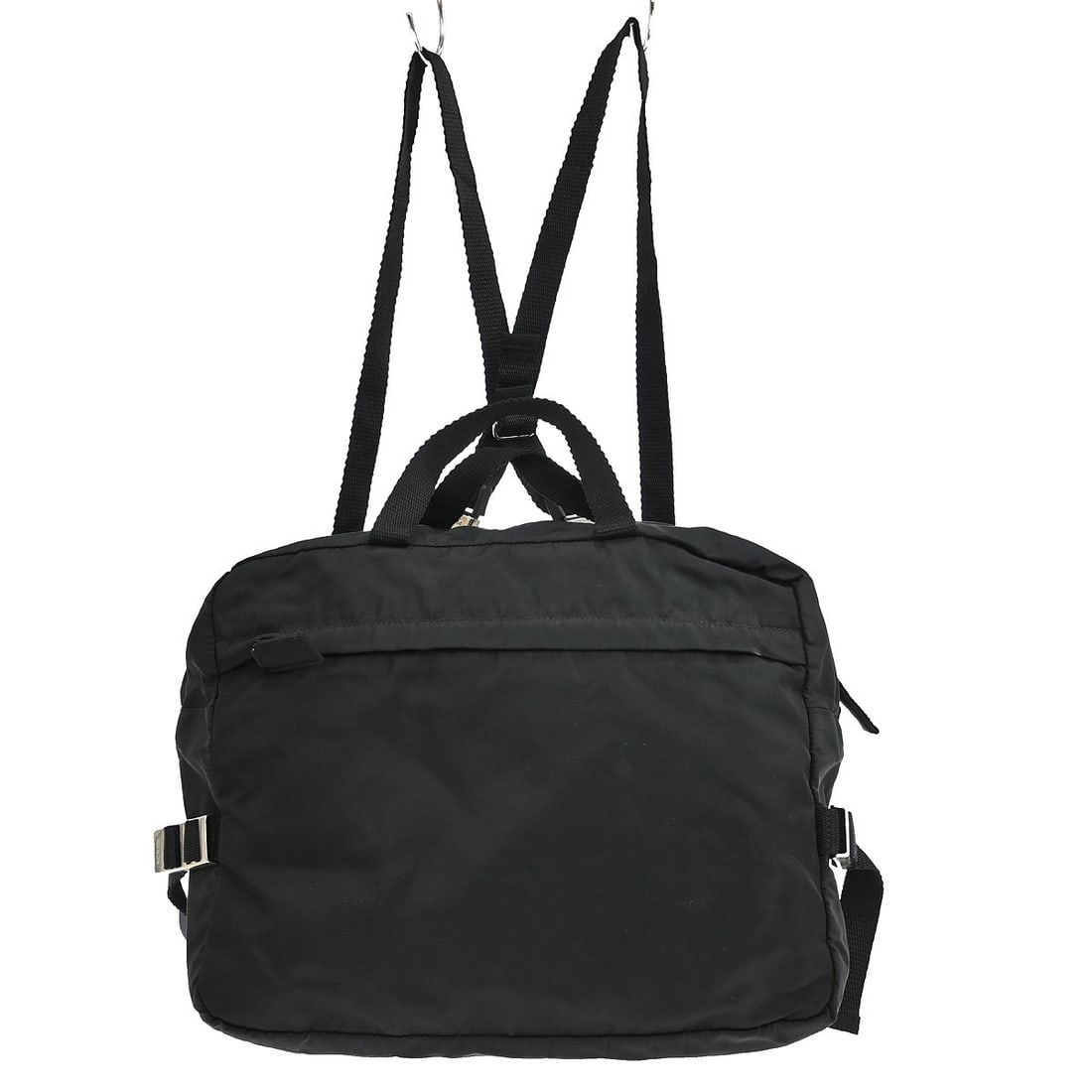 Prada Large Black Nylon Drawstring Logo Backpack for Women: Prada Large Black Nylon Drawstring Logo Backpack for Women This Prada black nylon backpack features a large size, drawstring closure, and prominent logo accent. Designed for casual occasions, it is cr