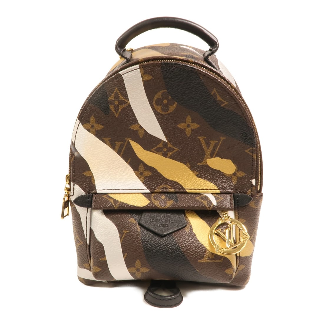 Louis Vuitton Palm Springs Monogram Brown Backpack with Gold Hardware: Louis Vuitton Palm Springs Monogram Brown Backpack with Gold Hardware This Louis Vuitton Palm Springs Backpack from the LVxLoL collection features a brown monogram design crafted from PVC coated canva