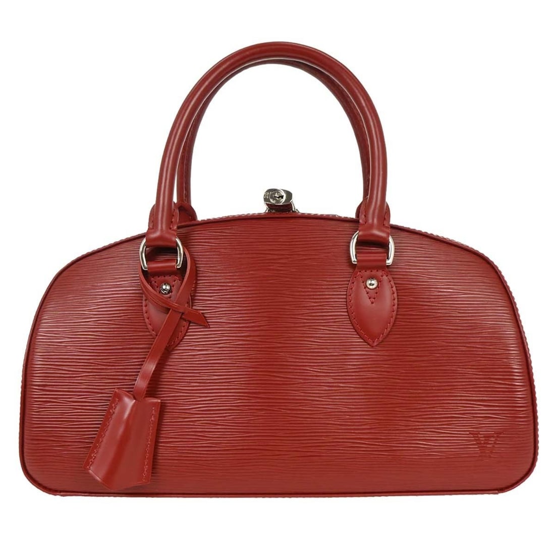 Louis Vuitton Red Epi Jasmin Handbag M5285M France: Louis Vuitton Red Epi Jasmin Handbag M5285M France This Louis Vuitton Jasmin Handbag showcases a striking red Epi leather exterior, designed for both style and functionality. The bag features a secure