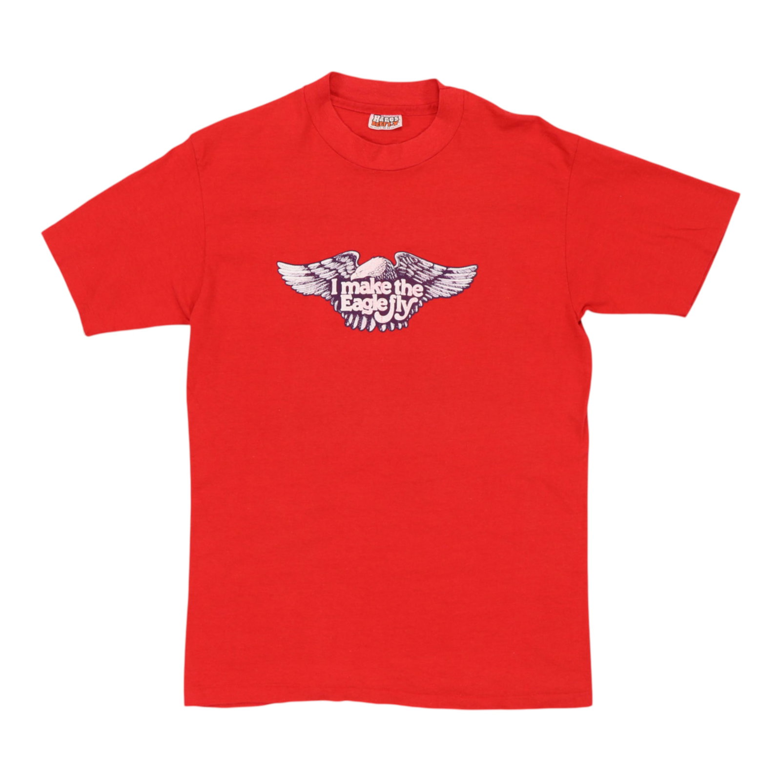 Vintage Red 1980s I Make The Eagle Fly Poly Cotton Shirt: Vintage Red 1980s I Make The Eagle Fly Poly Cotton Shirt This is an original vintage 1980s Harley Davidson "I Make The Eagle Fly" shirt, featuring both front and back graphics. It is a true vintage it